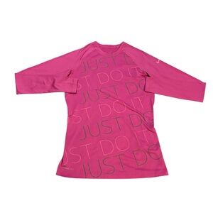 Nike Pro Combat Crewneck Sweatshirt Just Do It Graphic Pink Green Size Medium‎